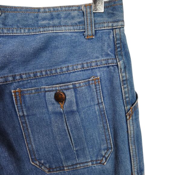 Vintage L'AVION Jeans Womens 31 Long Medium Blue Cargo Flare Hong Kong 28"‎ - Picture 6 of 15